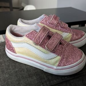 Glittery Pink Kids Vans Old Skool Sneakers Toddler 7